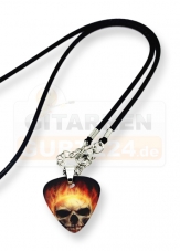 Halskette Plektrum Burning Skull